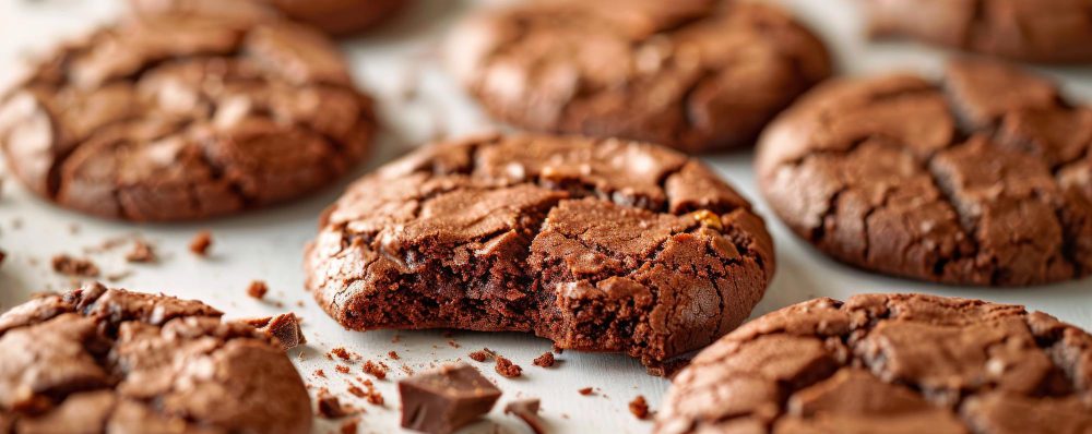 Receta de cookies saludables de chocolate caseras sin azúcar refinada sobre tabla de madera
