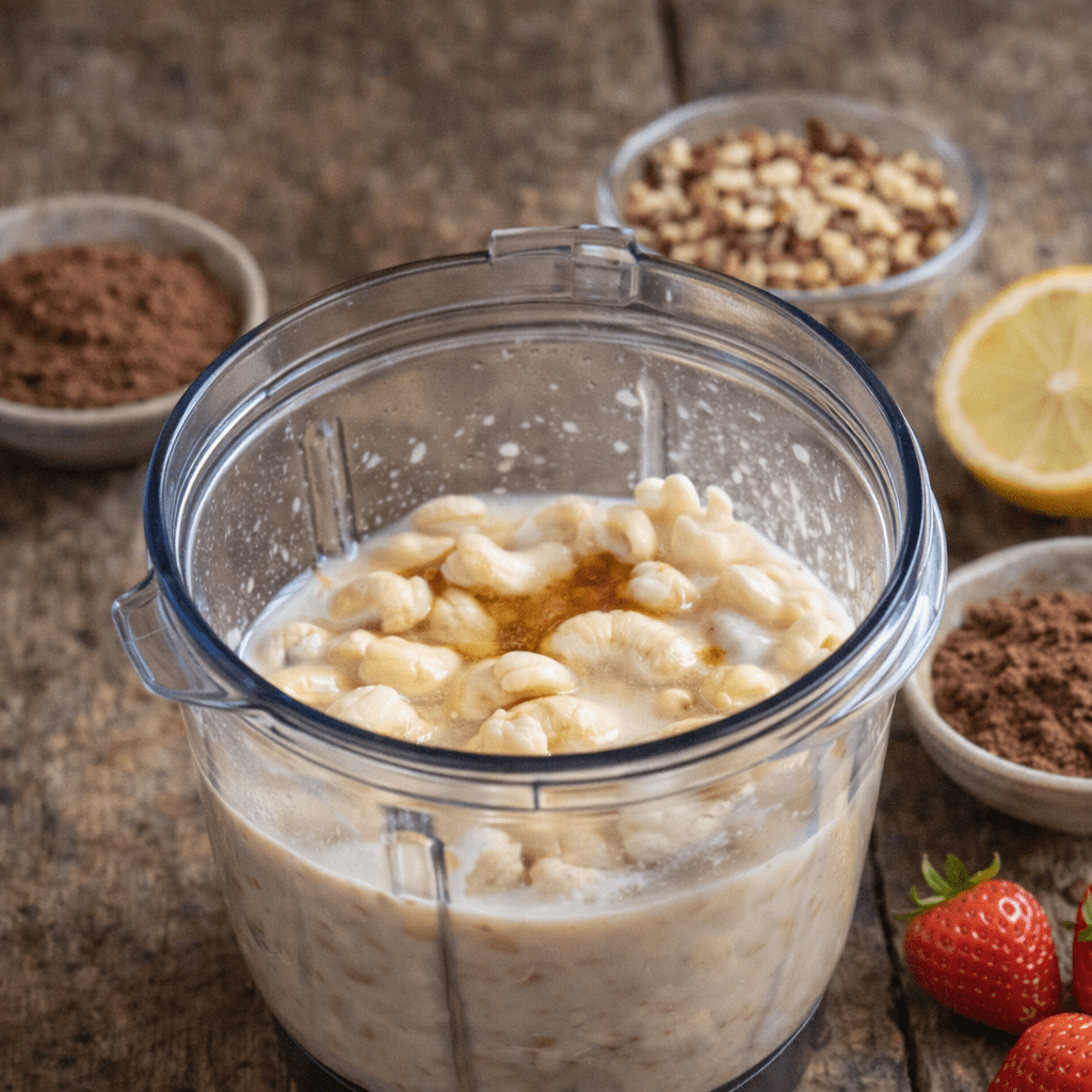 base cremosa de anacardos para preparar helados veganos caseros