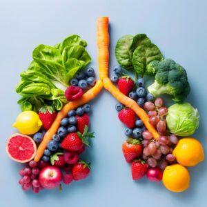 pulmones formados con frutas y verduras ricos en carotenoides