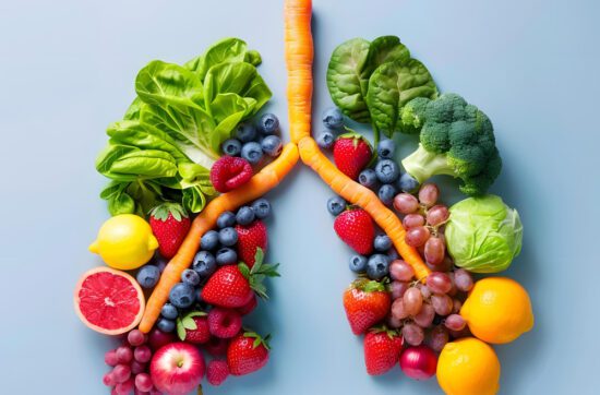 pulmones formados con frutas y verduras ricos en carotenoides