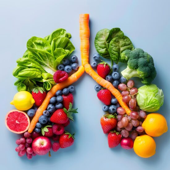 pulmones formados con frutas y verduras ricos en carotenoides