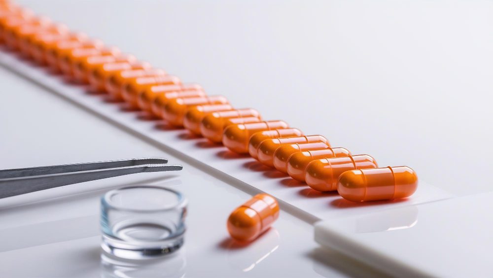 Cápsulas de suplementos de beta-caroteno utilizadas en investigaciones científicas sobre antioxidantes