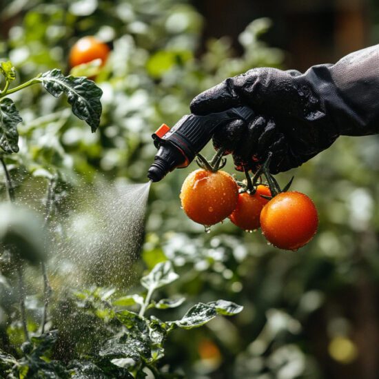 aplicación de pesticidas en cultivos agrícolas por trabajador con equipo de protección